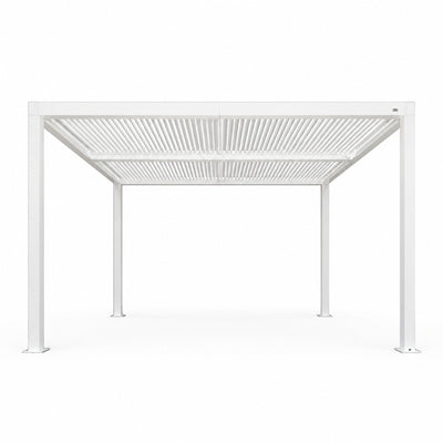 White Louvered Pergola with Adjustable Roof