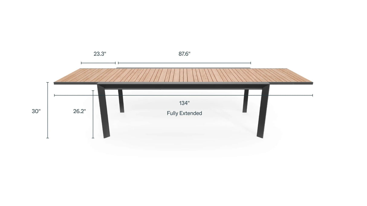 10 Seat Teak Aluminum Expandable Dining Set - 10 Armchairs - Grand Alfresco