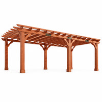 12X24 FT Premium Cedar Wood Pergola with Trellis Roof & Stakes