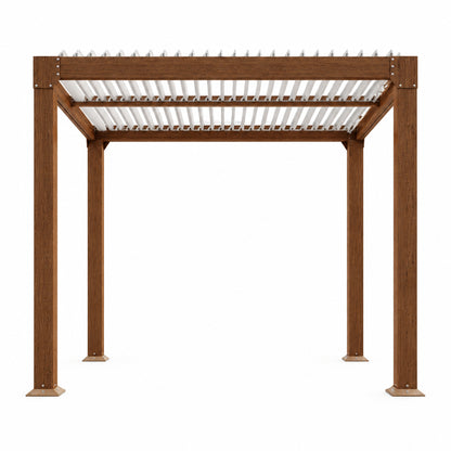 Louvered Pergola 10 Ft X10', Outdoor Pergola with Adjustable Louvered Roof, Reinforced Aluminum Frame, Integrated Drainage System, Hardtop Gazebo for Patio, Deck, Wood Grain