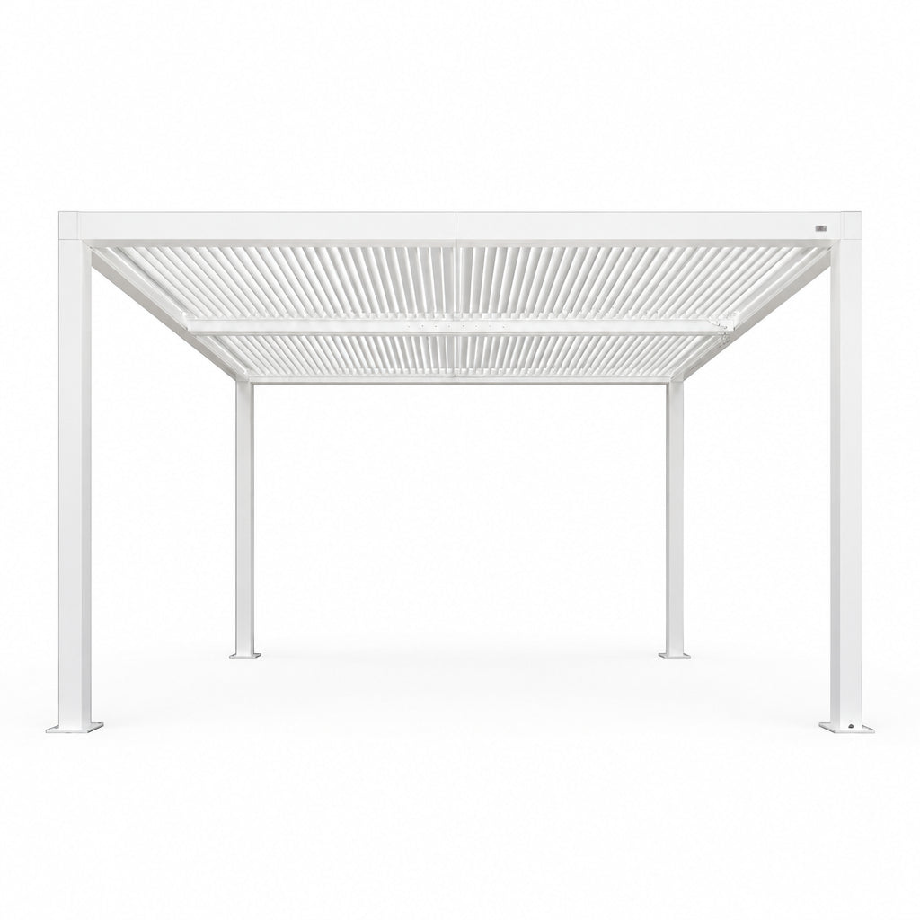 Louvered Pergola Modern White Pergola with Adjustable Roof for Deck Backyard Garden