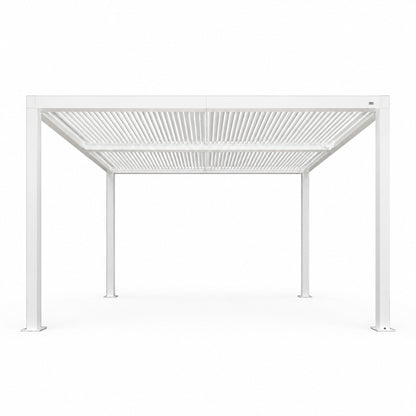 Louvered Pergola Modern White Pergola with Adjustable Roof for Deck Backyard Garden