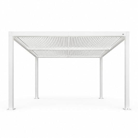 Louvered Pergola Modern White Pergola with Adjustable Roof for Deck Backyard Garden