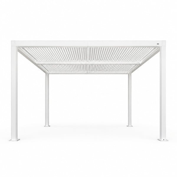 Louvered Pergola Modern White Pergola with Adjustable Roof for Deck Backyard Garden