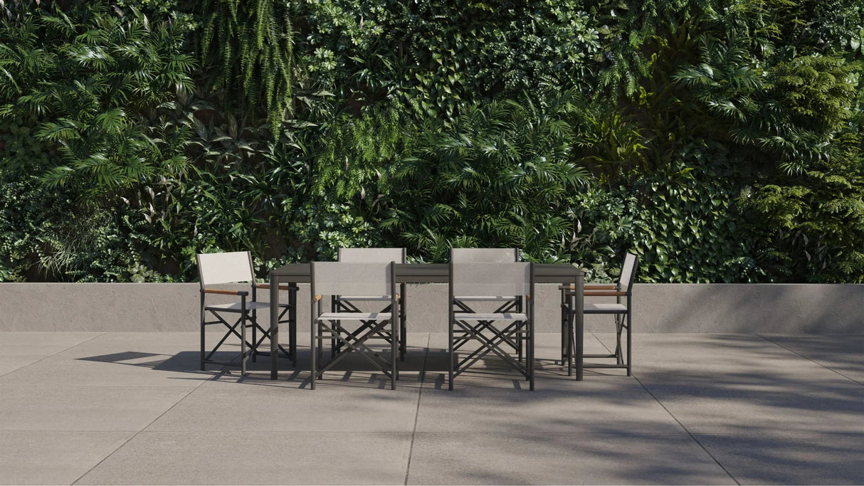 6 Seat Aluminum Dining Set - 6 Director's Chairs - Grand Alfresco