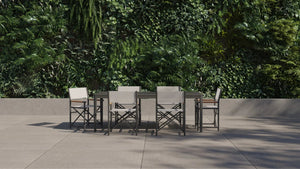 6 Seat Aluminum Dining Set - 6 Director's Chairs - Grand Alfresco