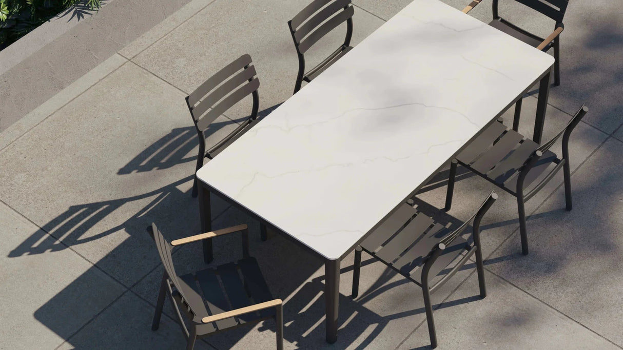 6 Seat OuterStone Dining Set in Glacier White - 6 Chairs - Grand Alfresco