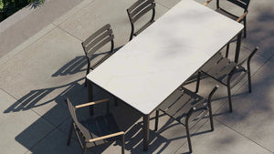 6 Seat OuterStone Dining Set in Glacier White - 6 Chairs - Grand Alfresco