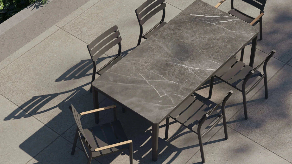 6 Seat OuterStone Dining Set in Mineral Gray - 6 Chairs - Grand Alfresco