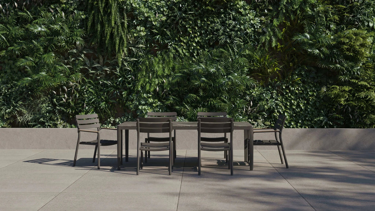 6 Seat OuterStone Dining Set in Mineral Gray - 6 Chairs - Grand Alfresco