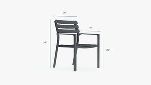 8 Seat OuterStone Dining Set in Glacier White - 5 Chairs, Bench - Grand Alfresco