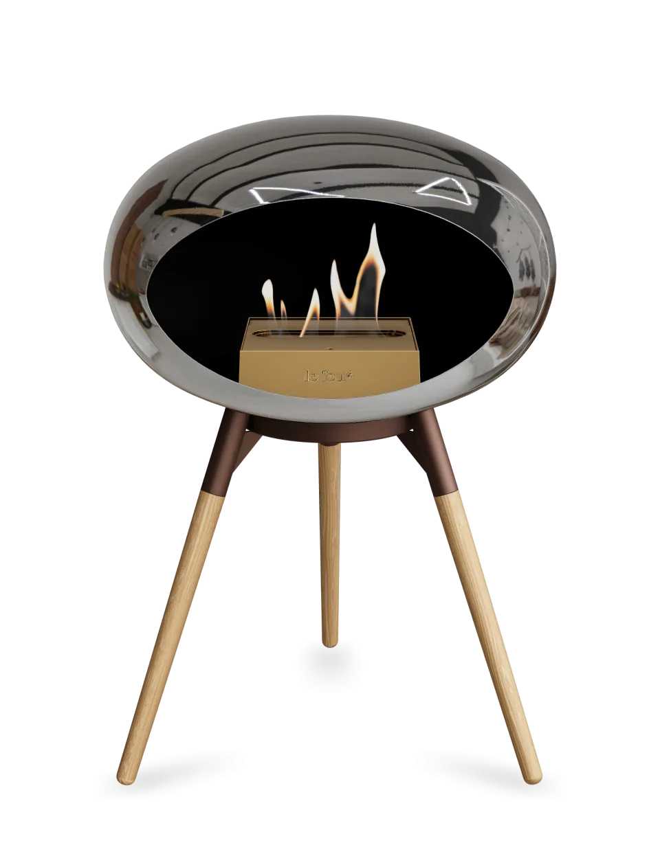 Le Feu - Dome Chromed Silver Ground Wood Low - Fireplace - Grand Alfresco