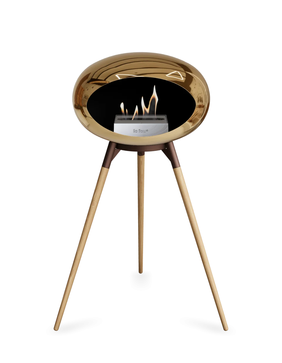 Le Feu - Dome Chromed Rose Gold Ground Wood High - Fireplace - Grand Alfresco