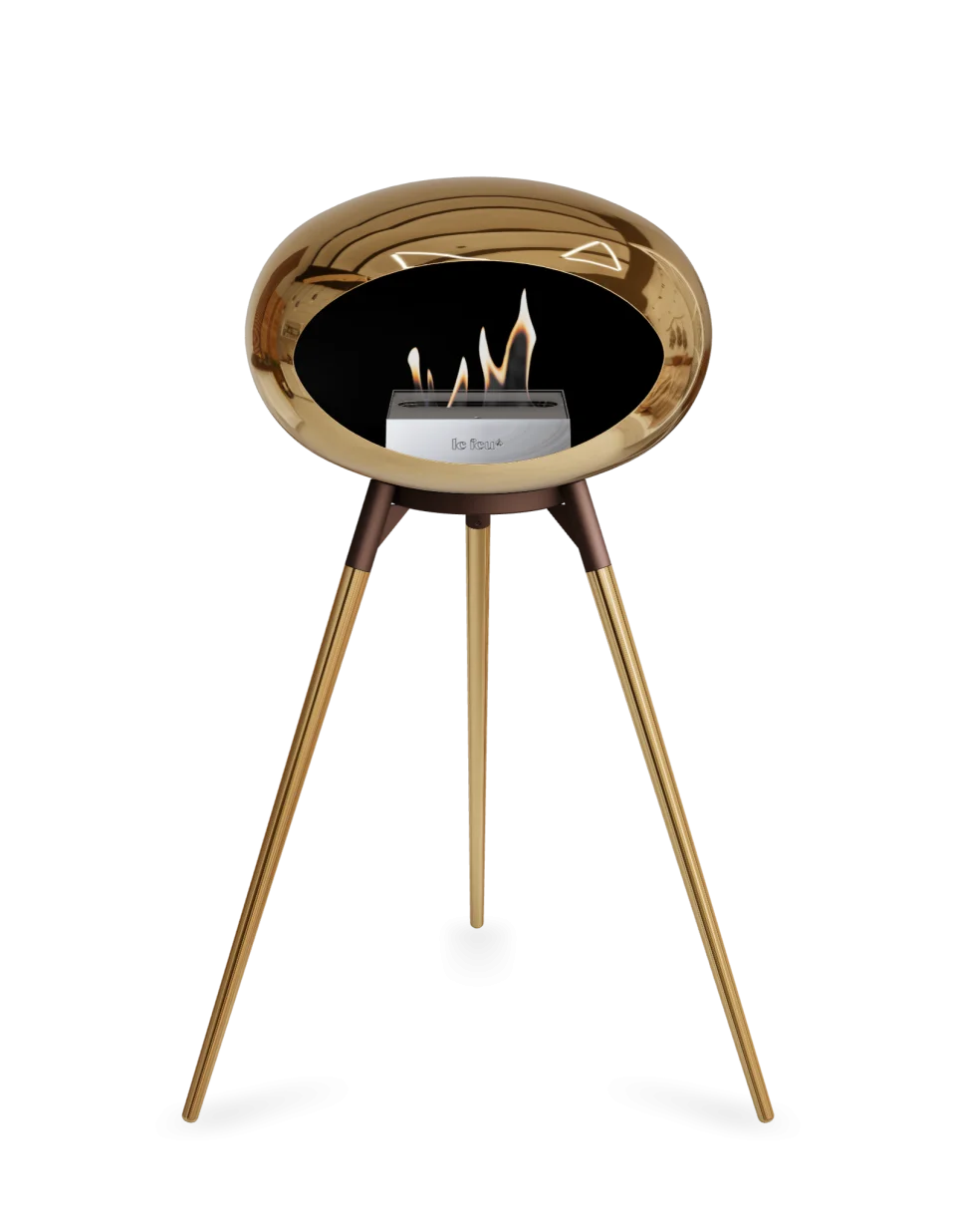 Le Feu - Dome Chromed Rose Gold Ground Wood High - Fireplace - Grand Alfresco