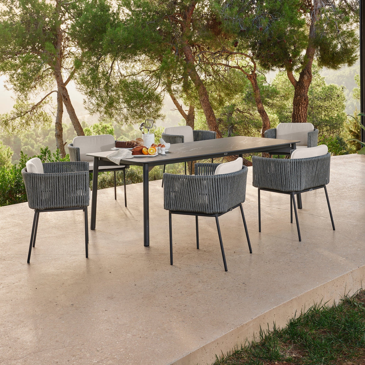 Boston Rectangular Dining Table with Glass - Grand Alfresco