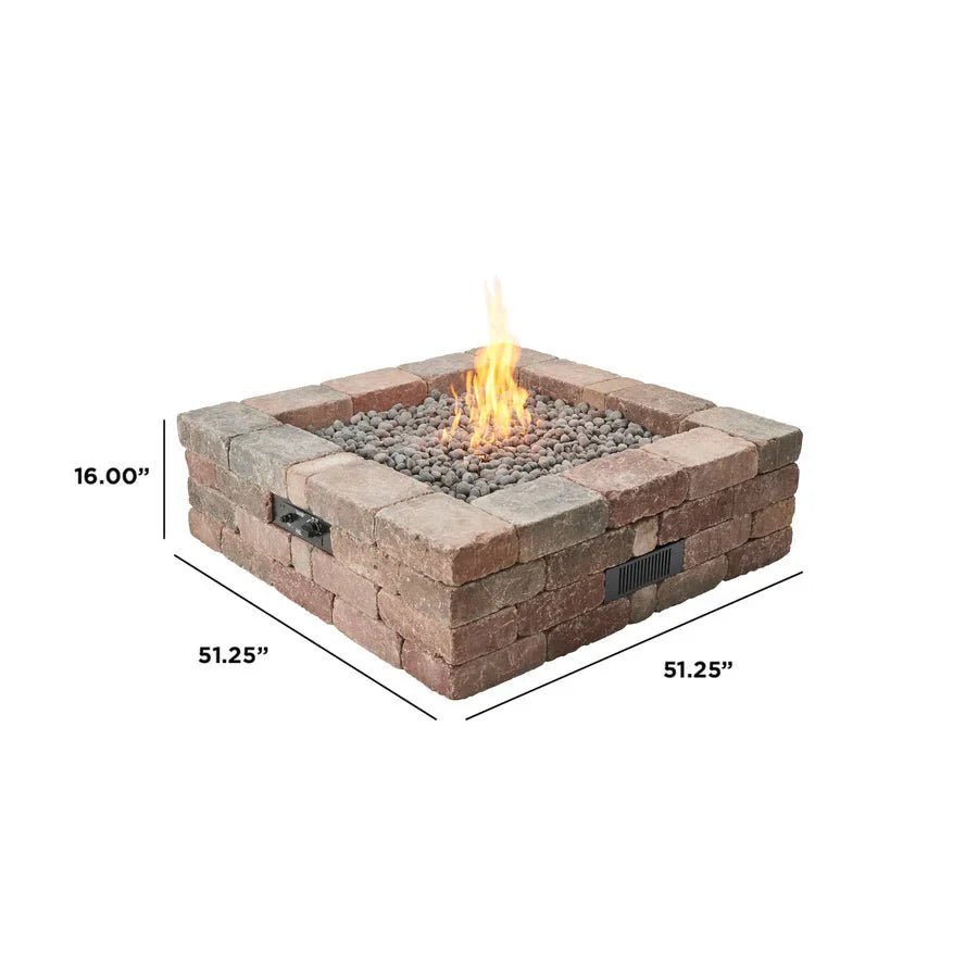 Bronson Block Square Gas Fire Pit Kit - Grand Alfresco