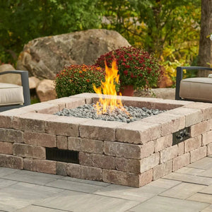 Bronson Block Square Gas Fire Pit Kit - Grand Alfresco