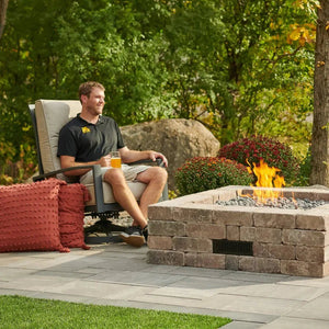 Bronson Block Square Gas Fire Pit Kit - Grand Alfresco