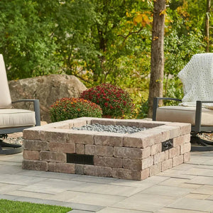 Bronson Block Square Gas Fire Pit Kit - Grand Alfresco