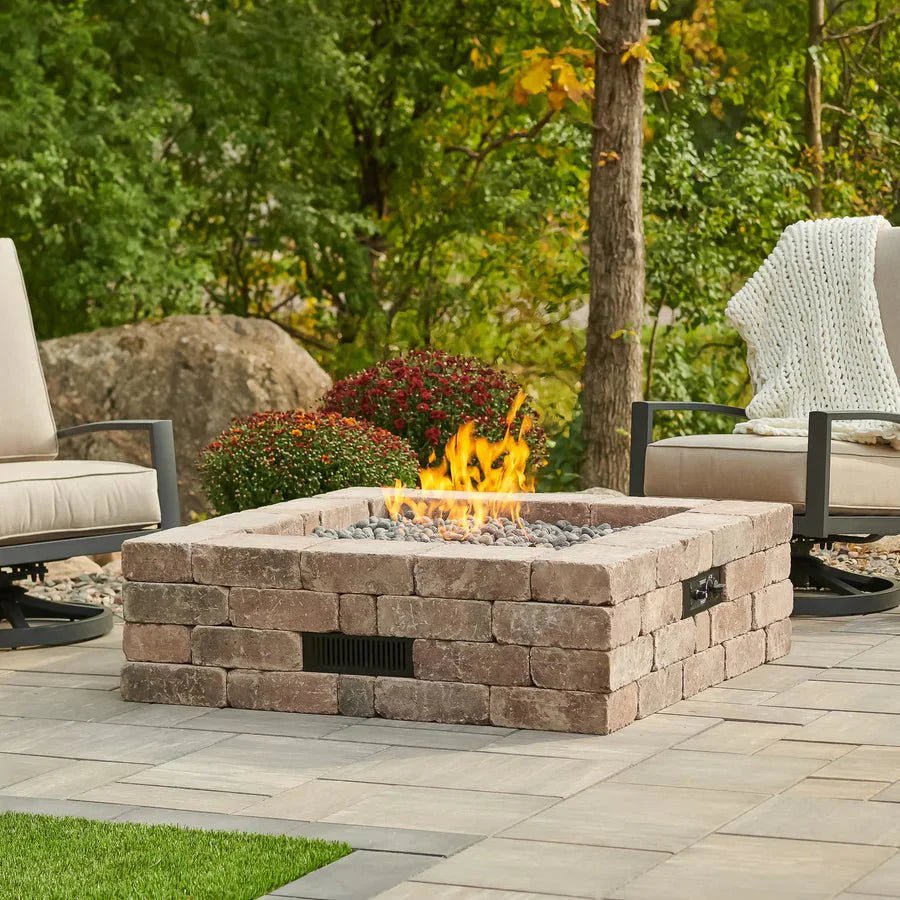 Bronson Block Square Gas Fire Pit Kit - Grand Alfresco