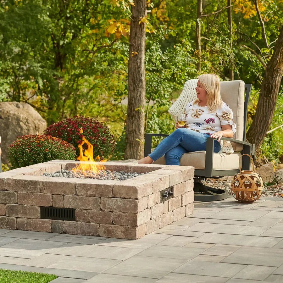 Bronson Block Square Gas Fire Pit Kit - Grand Alfresco