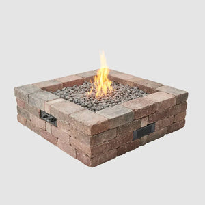 Bronson Block Square Gas Fire Pit Kit - Grand Alfresco