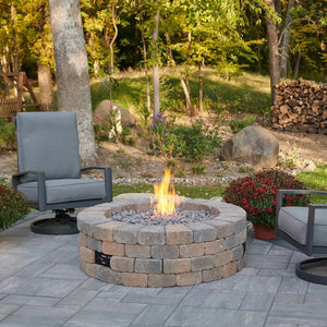 Bronson Block Square Gas Fire Pit Kit - Grand Alfresco