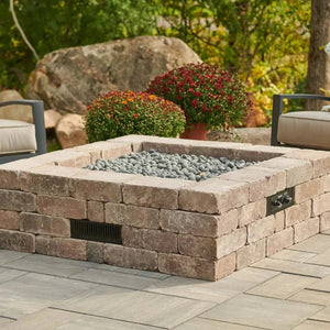 Bronson Block Square Gas Fire Pit Kit - Grand Alfresco