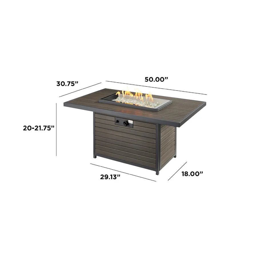 Brooks Rectangular Gas Fire Pit Table - Grand Alfresco