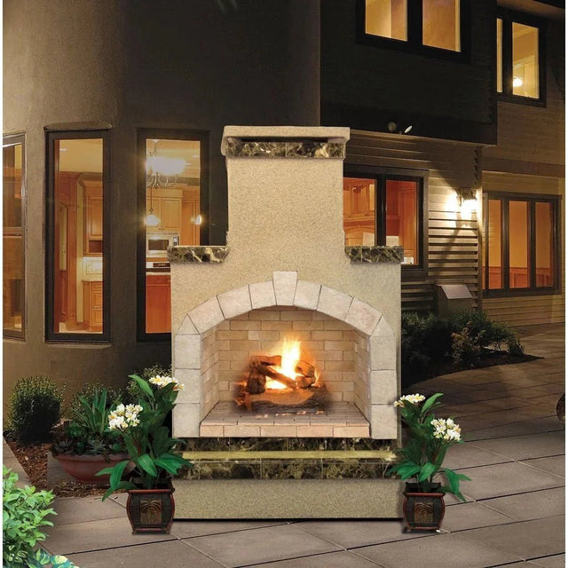 Cal Flame 78 inch Outdoor Fireplace with Hearth FRP - 908 - 2 - Grand Alfresco