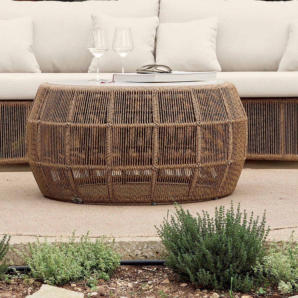 Calixto Coffee Table with Glass - Grand Alfresco