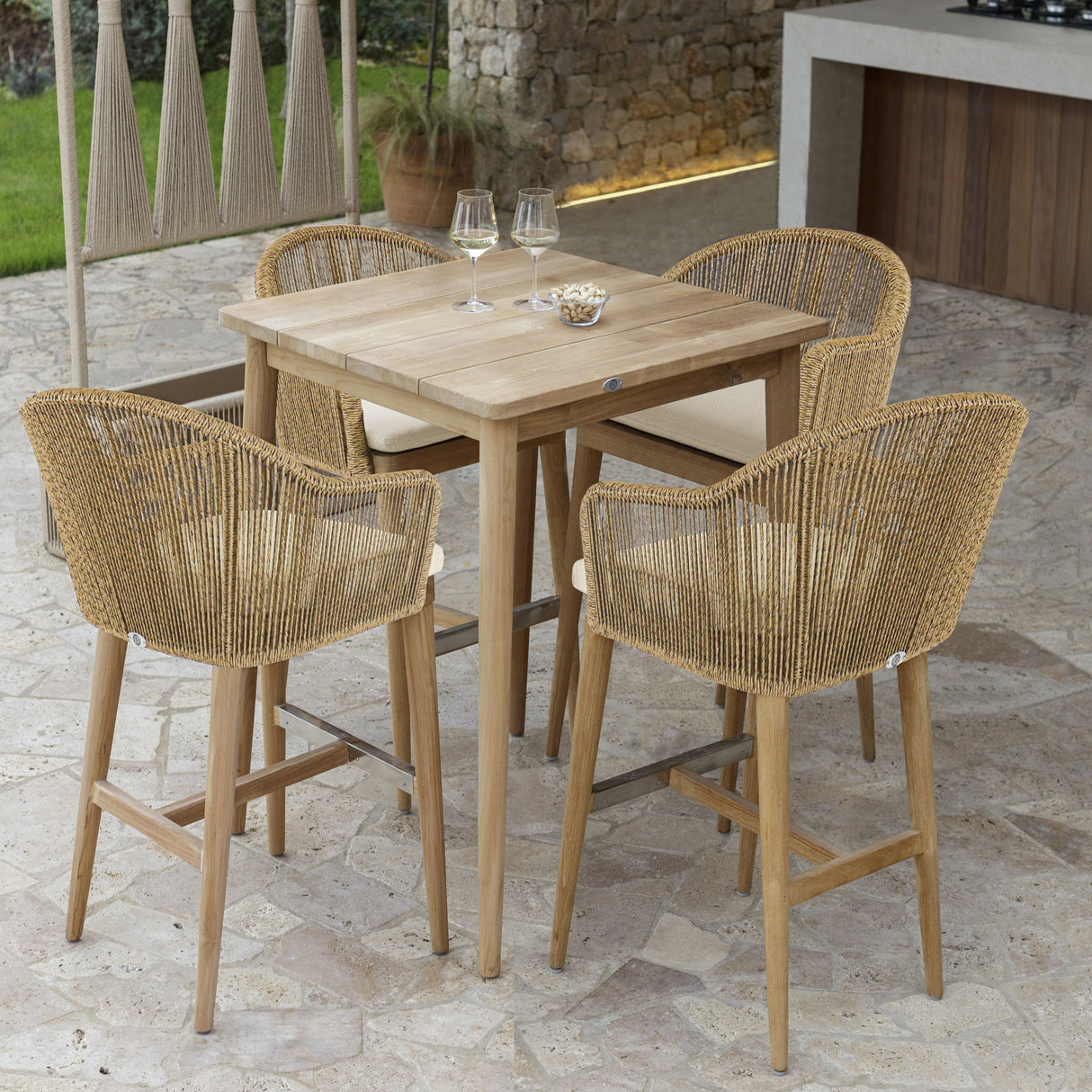 Calixto Square Teak Pub Table - Grand Alfresco