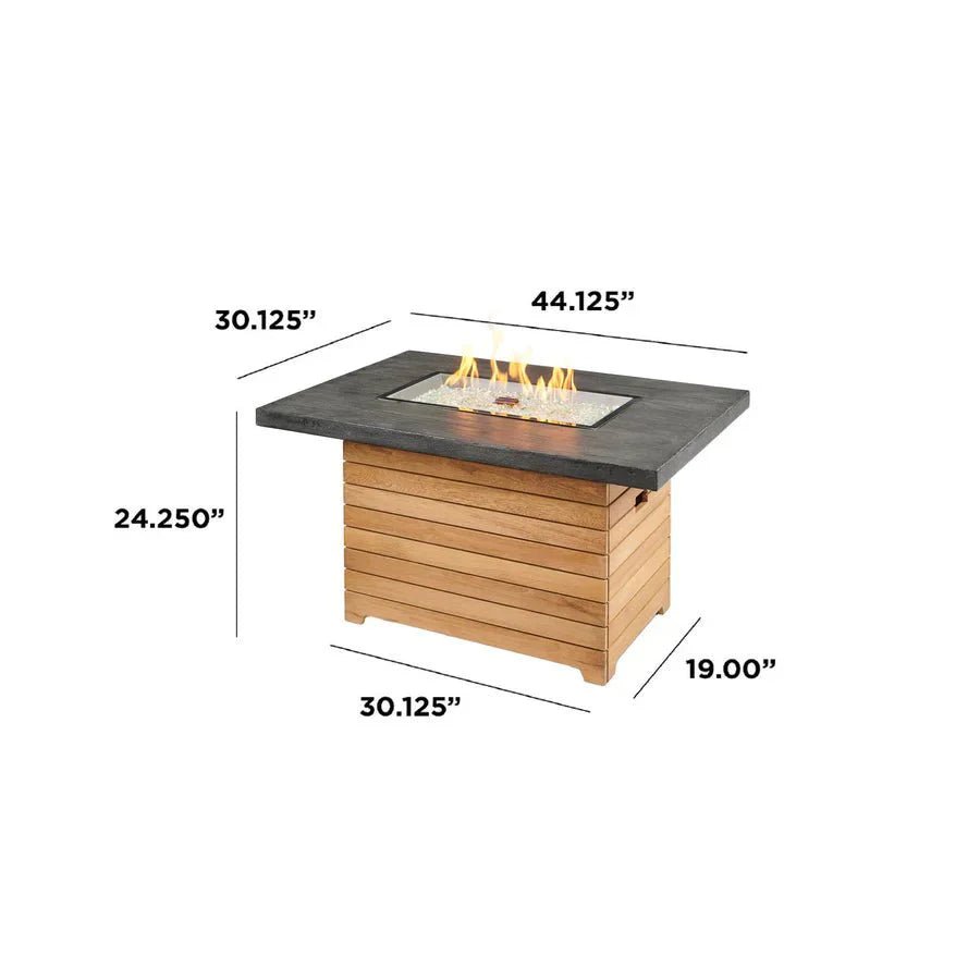 Darien Rectangular Gas Fire Pit Table 42" - Grand Alfresco