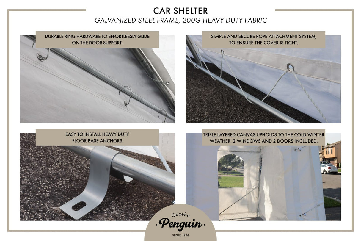 Deluxe Double Car Shelter 20′ x 20′ - Grand Alfresco