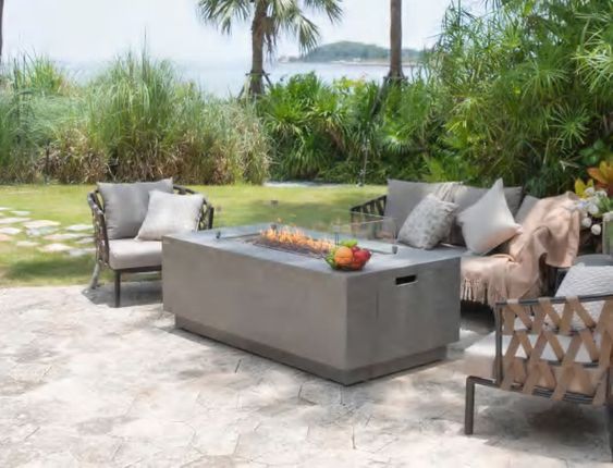 Elementi Andes Fire Table with Internal Propane Tank Holder - Grand Alfresco