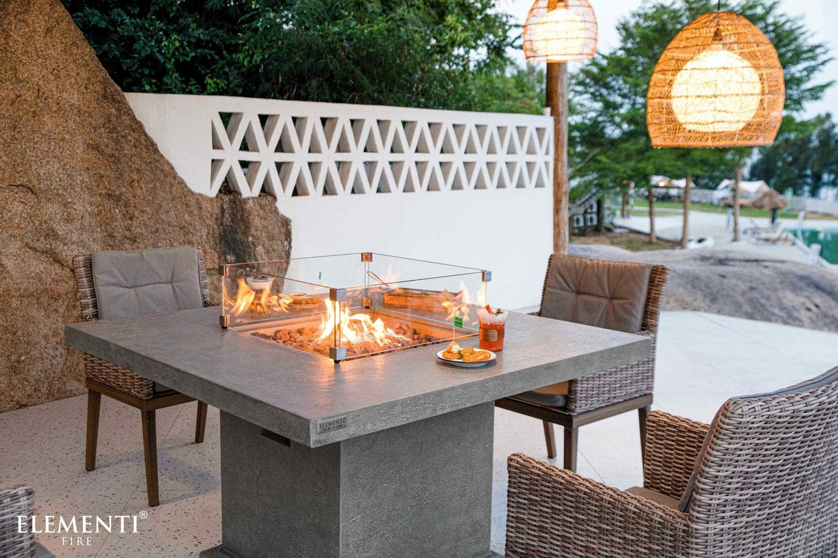 Elementi Birmingham Fire Pit Dining Table - Light Gray - Grand Alfresco