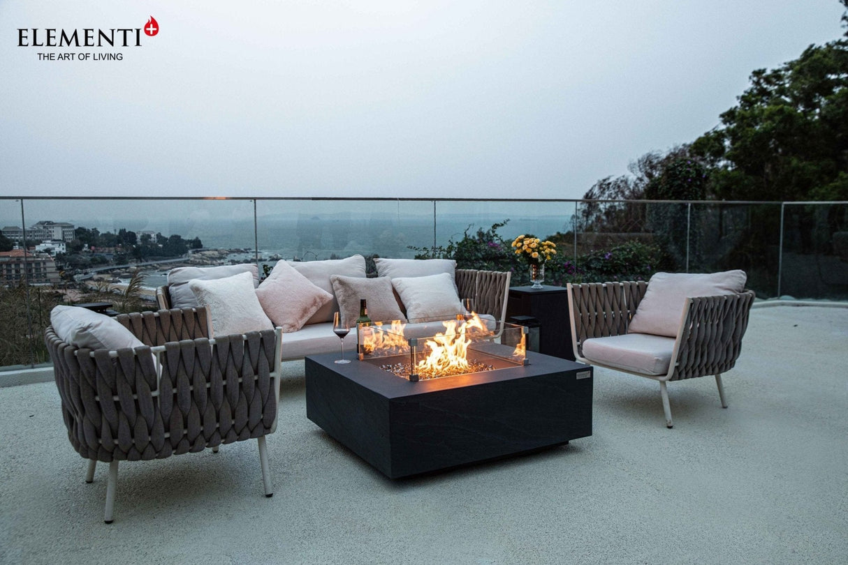 Elementi Capertee & Roraima & Uluru Square Sandstone Fire Table - Grand Alfresco