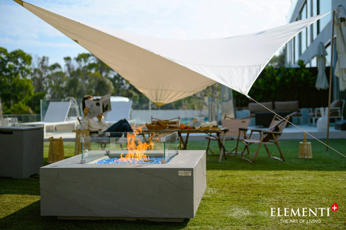 Elementi Capertee & Roraima & Uluru Square Sandstone Fire Table - Grand Alfresco