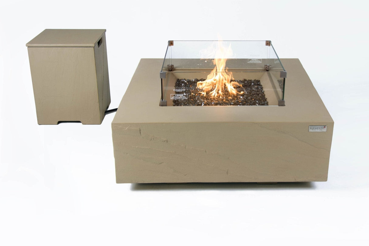 Elementi Capertee & Roraima & Uluru Square Sandstone Fire Table - Grand Alfresco