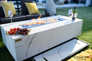 Elementi Carrara & Varna Porcelain Fire Table - Grand Alfresco