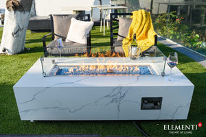 Elementi Carrara & Varna Porcelain Fire Table - Grand Alfresco