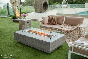 Elementi Hampton Fire Pit Table - Light Gray - Grand Alfresco