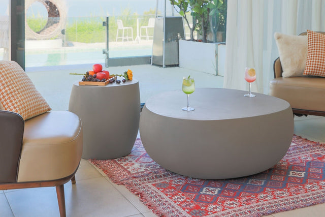 Elementi Ikaria 42" Egg shape Concrete Coffee Table - Grand Alfresco