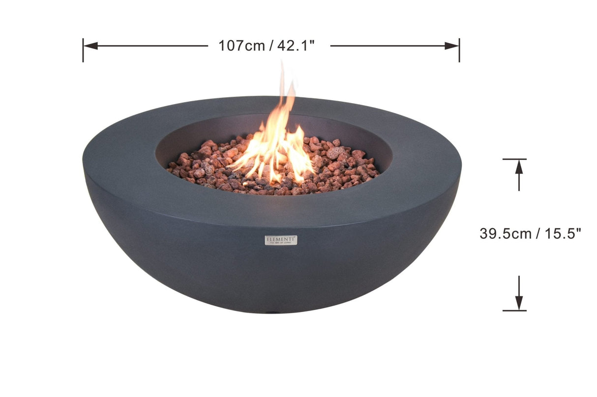 Elementi Lunar Bowl Fire Table - Dark Gray - Grand Alfresco