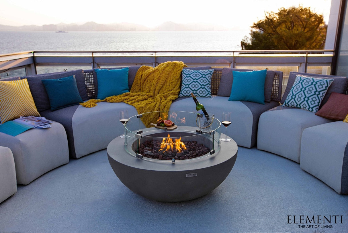 Elementi Lunar Bowl Fire Table - Light Gray - Grand Alfresco