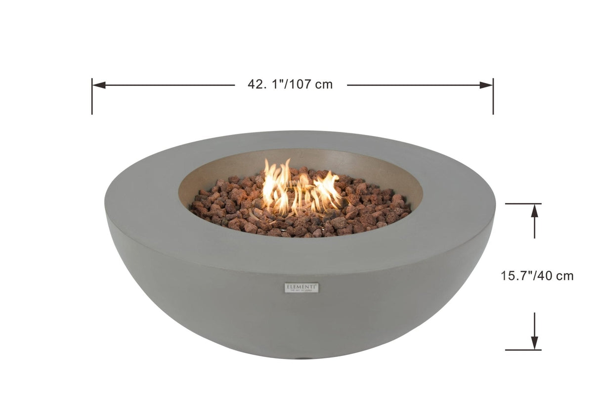 Elementi Lunar Bowl Fire Table - Light Gray - Grand Alfresco