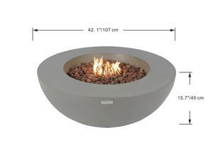 Elementi Lunar Bowl Fire Table - Light Gray - Grand Alfresco