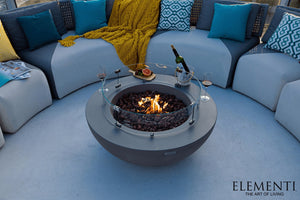 Elementi Lunar Bowl Fire Table - Light Gray - Grand Alfresco