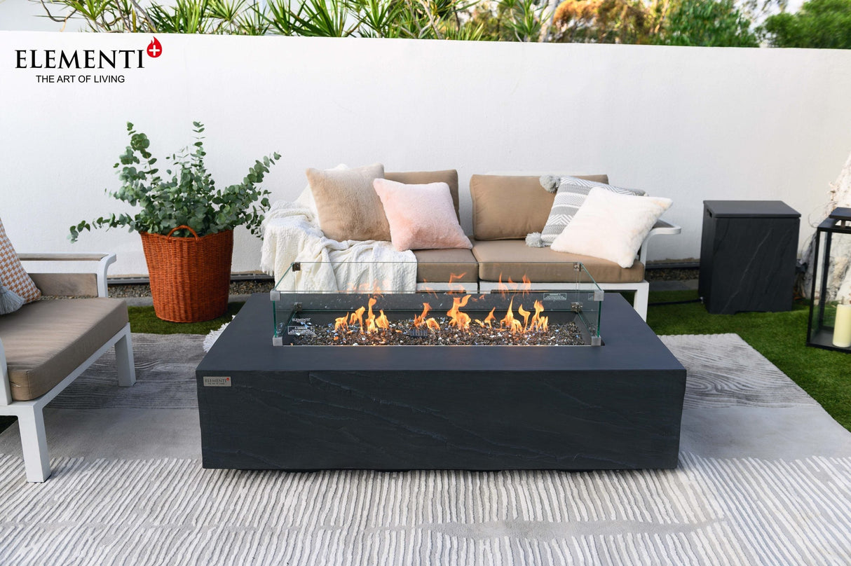 Elementi Meteora, Cape Town, and Colorado Rectangle Sandstone Fire Table - Grand Alfresco