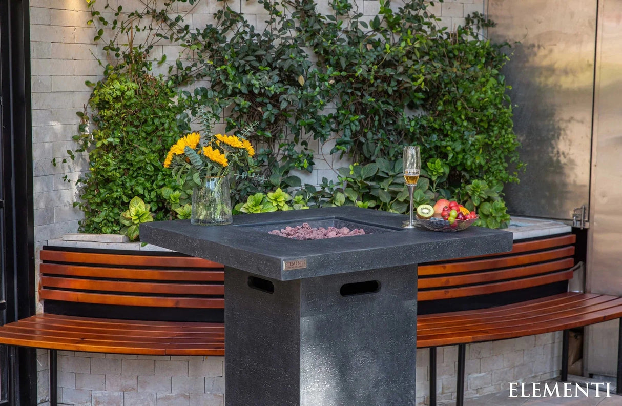 Elementi Montreal Propane Fire Pit Bar Table - Dark Gray - Grand Alfresco